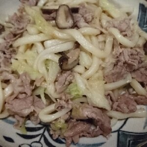 めんつゆで焼きうどん